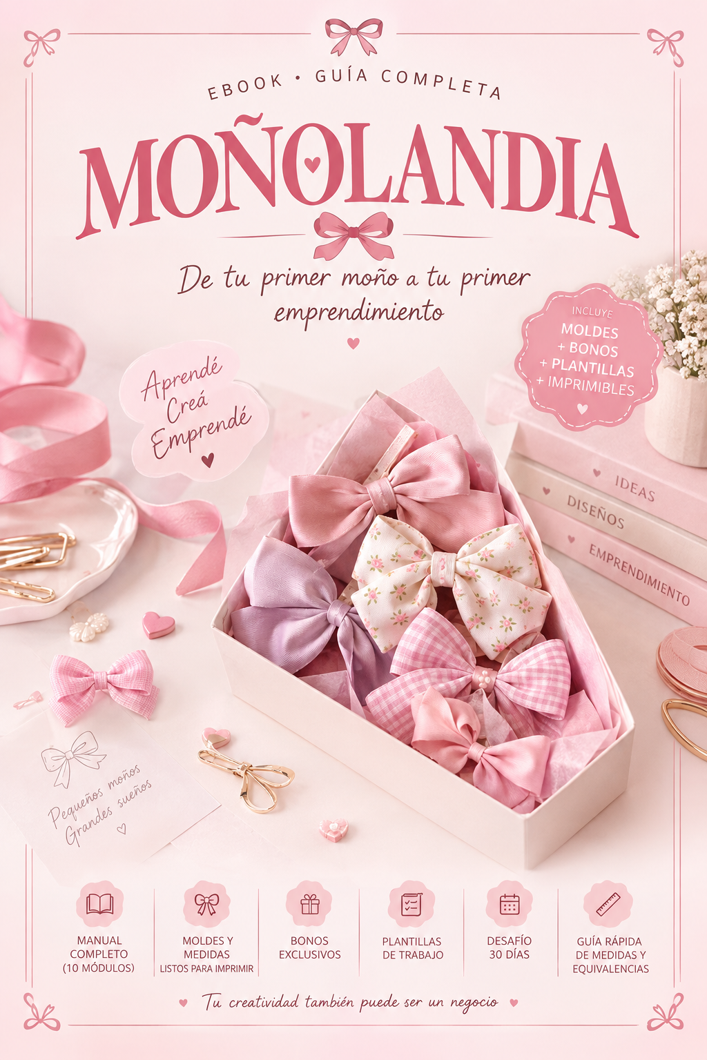 MOÑOLANDIA, aprende a crear moños hermosos y convertí tu creatividad en un emprendimiento.