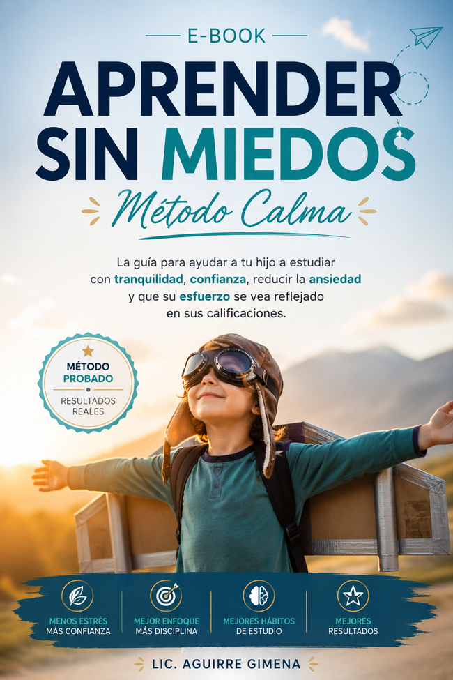 Aprender Sin Miedos; La guía para ayudar a tu hijo a estudiar con tranquilidad, reducir la ansiedad y mejorar su rendimiento escolar.